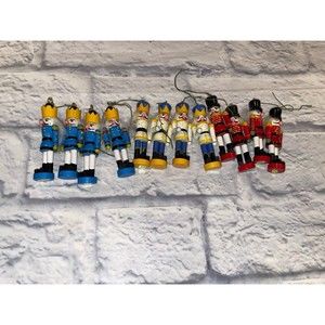 Vintage Nutcracker Ornaments colored Base 12 Piece Set
